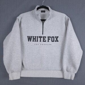 White Fox High Standard Zip Front Sweater Womens M/L Gray Marle Fleece Oversized